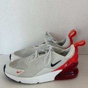 Nike Air Max 270 Sneakers - Light Gray, Red & Black